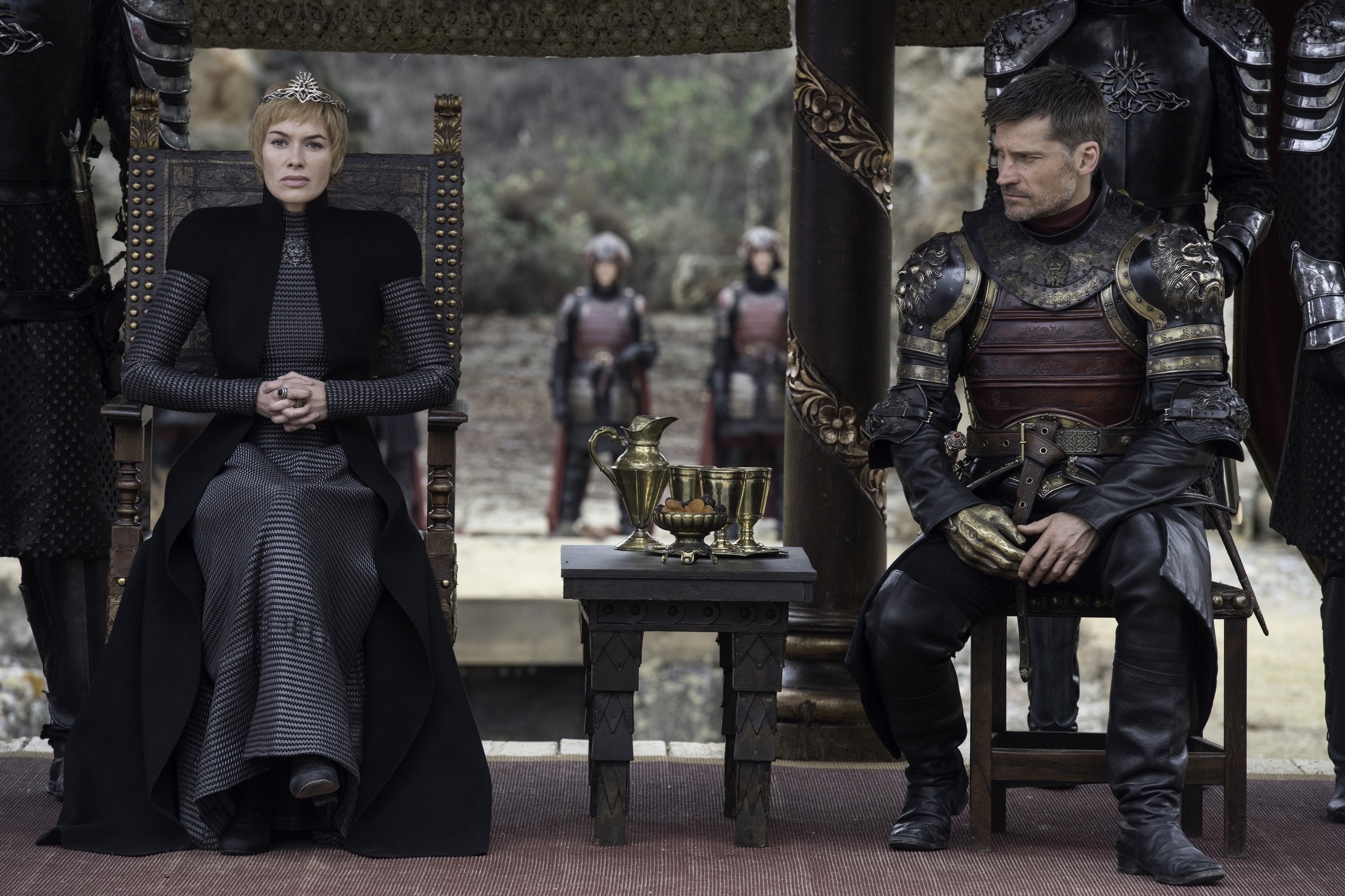 Lena Headey and Nikolaj Coster-Waldau as Cersei Lannister and Jaime Lannister